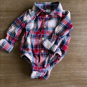 Holiday plaid flannel body suit by Baby Gap